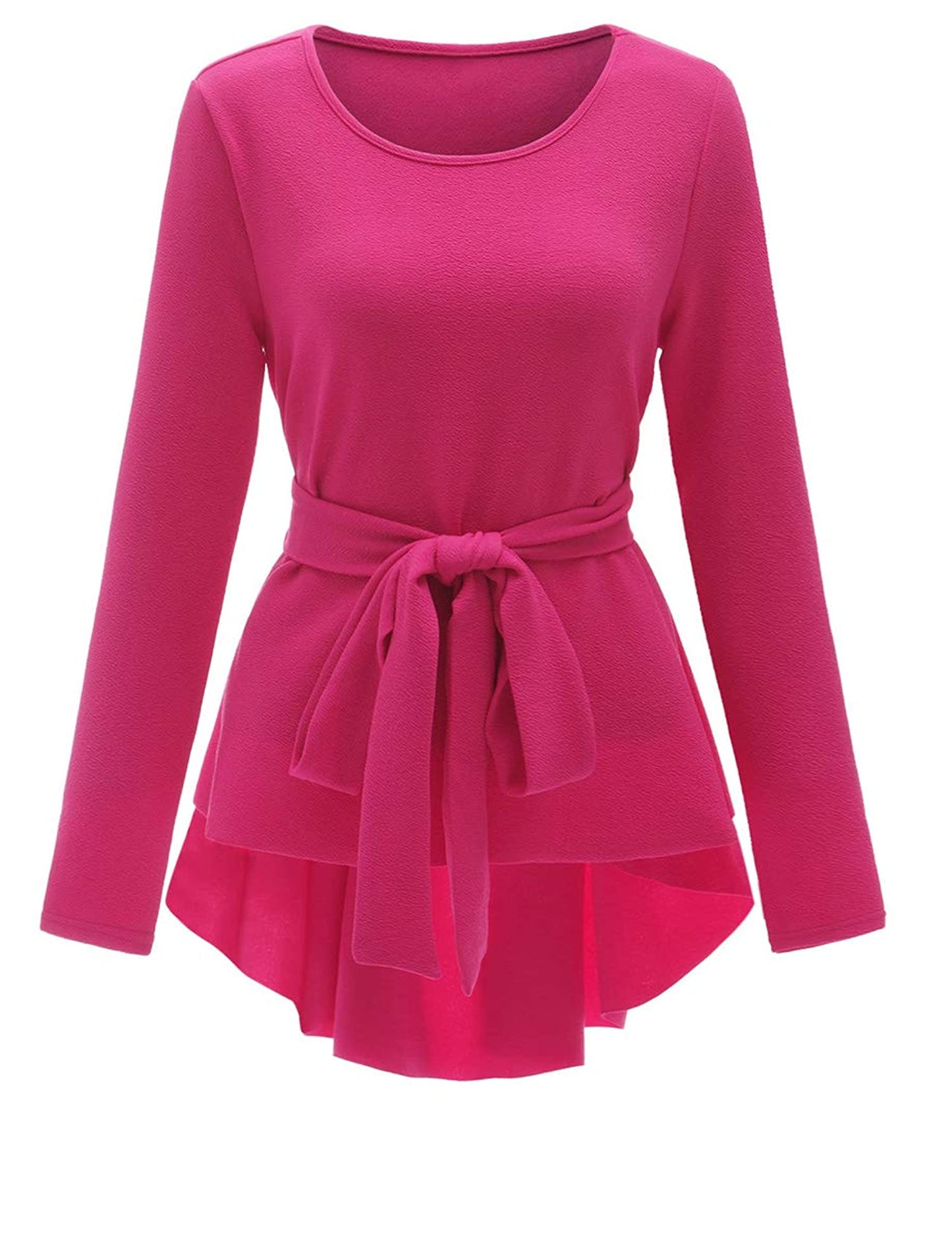 Belted Flare Peplum Blouse