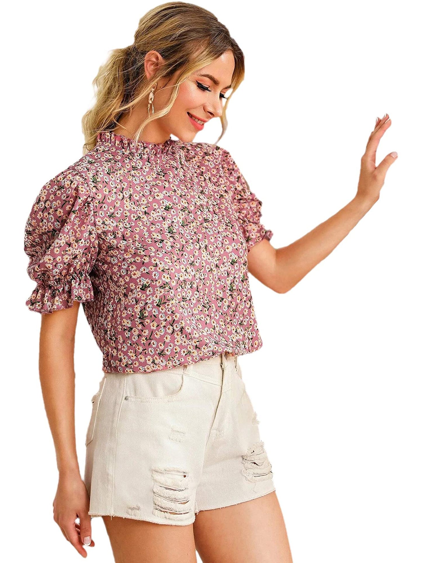 Floral Short Sleeve Blouse