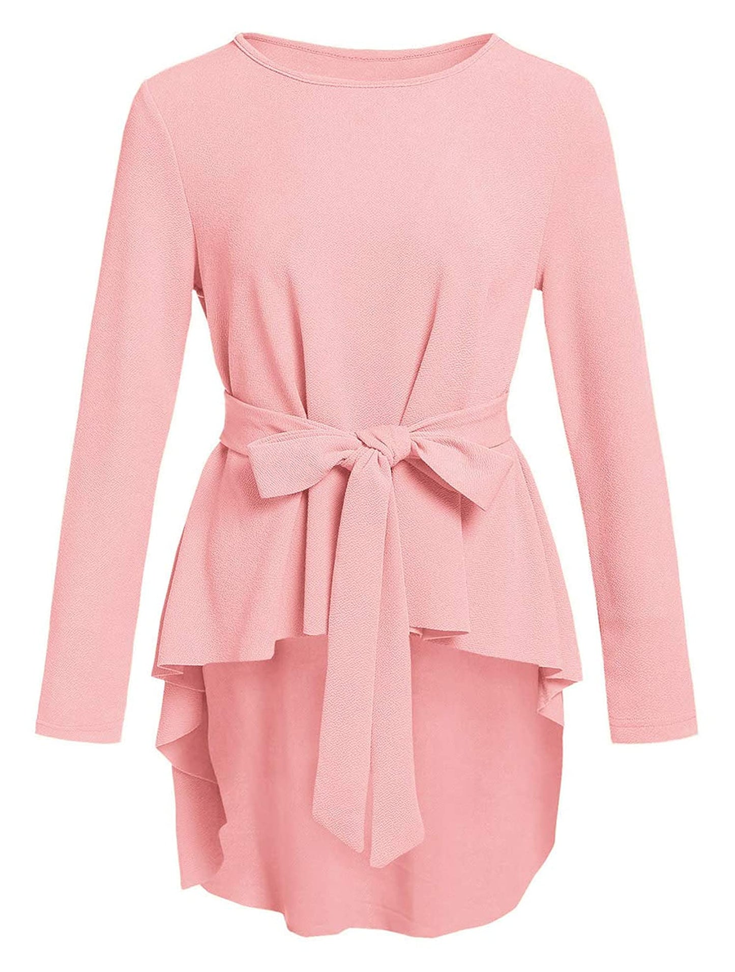 Belted Flare Peplum Blouse