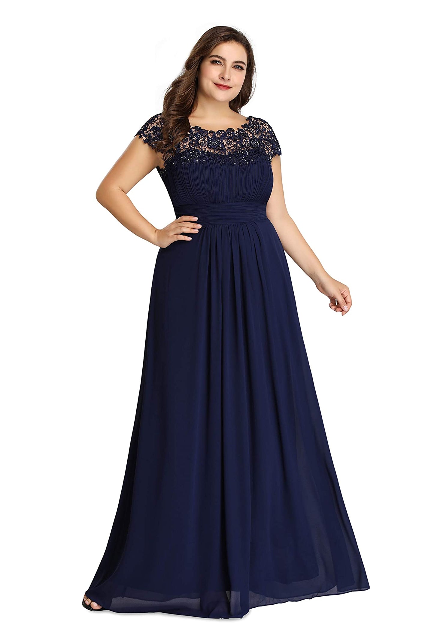 Lace Cap Formal Dress