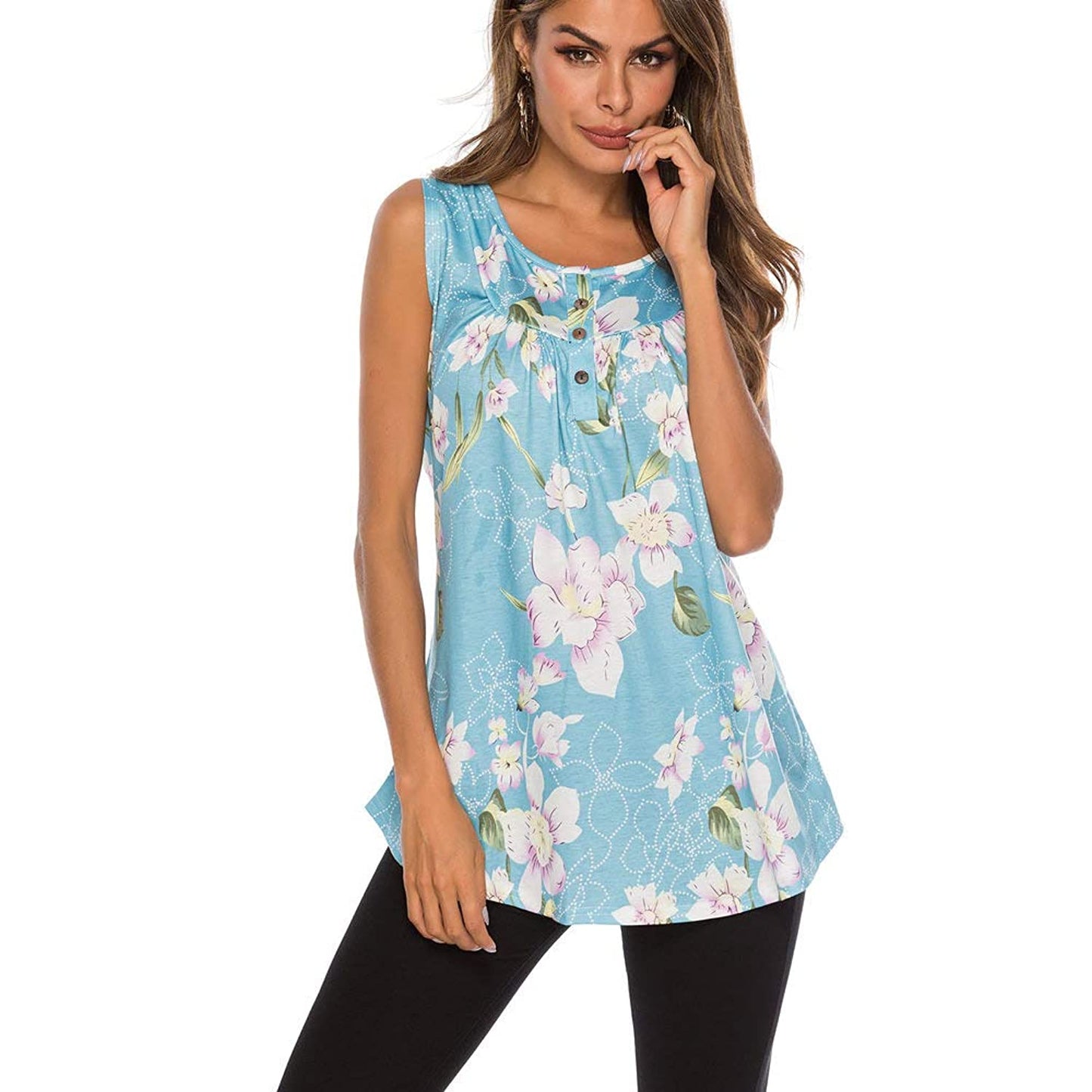 Sleeveless Floral Printed Blouse