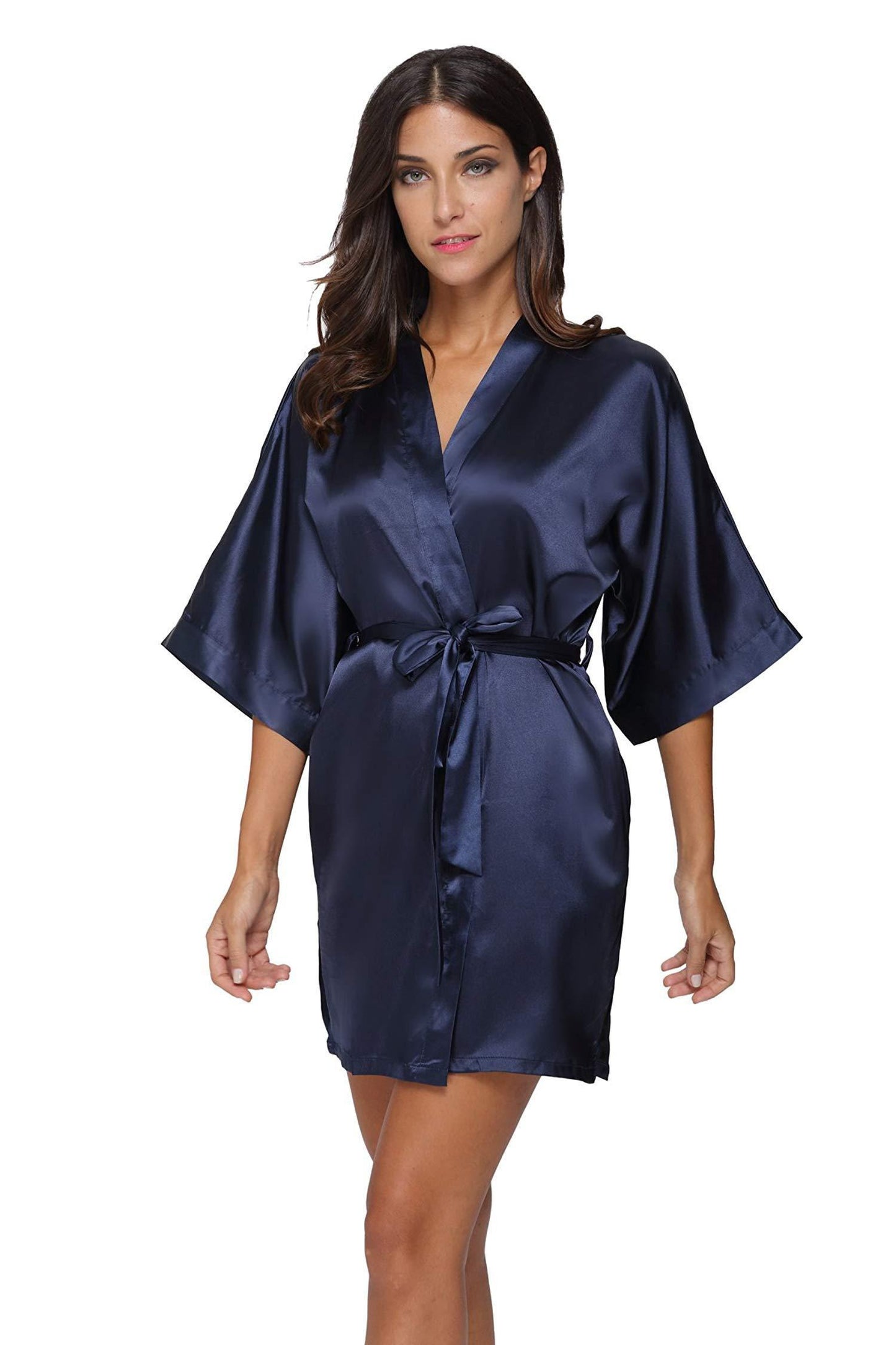 Short Satin Kimono Robe