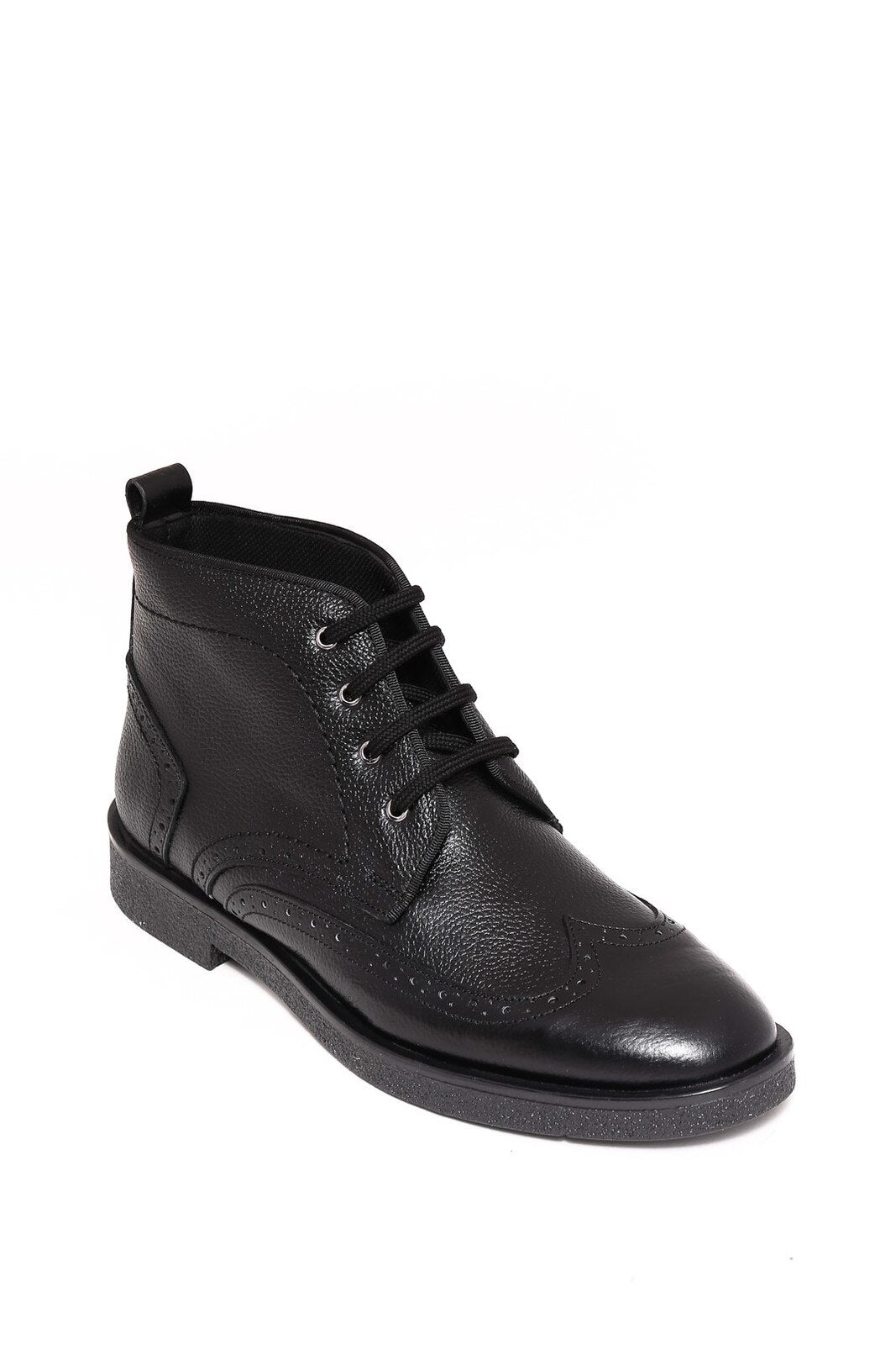 Black Leather Lace-Up Boots